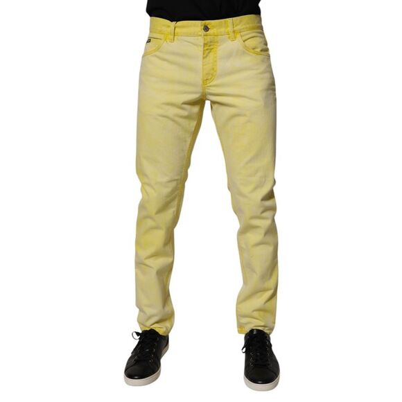 Dolce Gabbana Yellow Cotton Stretch Skinny Men Denim Men's Jeans